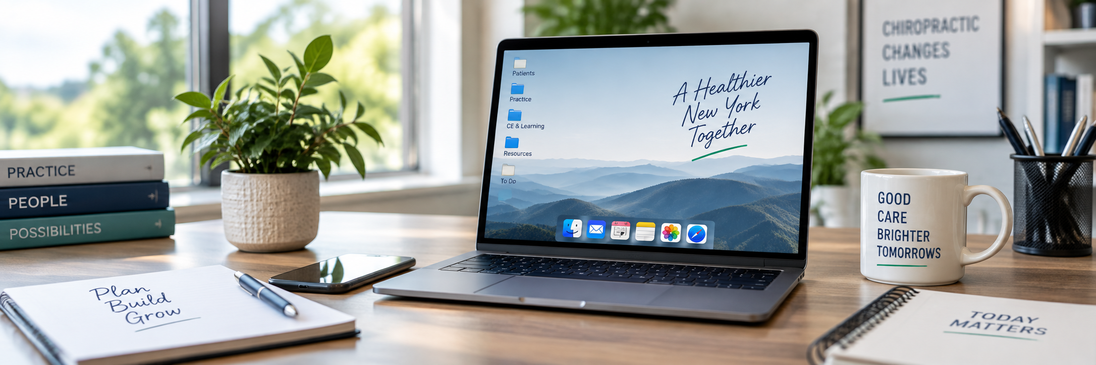 Bright Chiropractic Workspace with Motivational Details - New York State Chiropractic Association